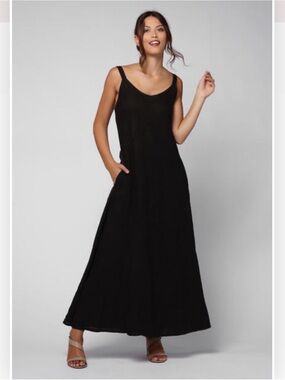 Italian 95% linen Sleeveless Maxi Dress - Women's Classic Slip Dress